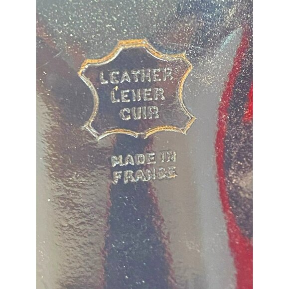 Vintage Charles Jourdan Shoes Heels Leather Red Satin Rhinestone Size 9 Paris - Picture 8 of 10